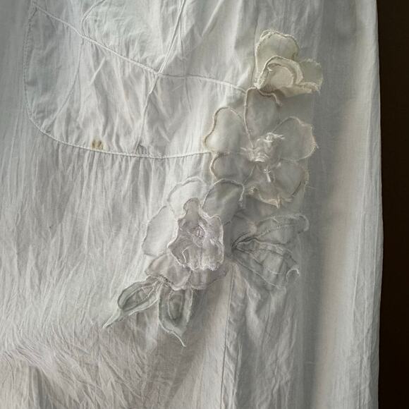 American Vintage cottagecore prarie white eyelet sleeveless dress 3D flowers M - Picture 10 of 16